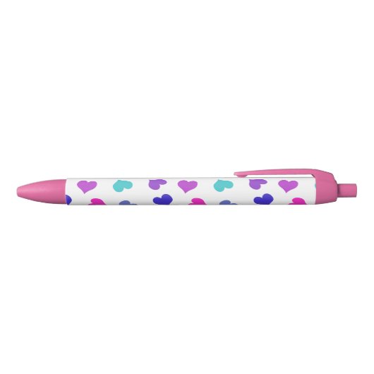 Stylo Noir Coeurs colorés mignons (Haut)