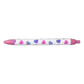 Stylo Noir Coeurs colorés mignons (Devant)
