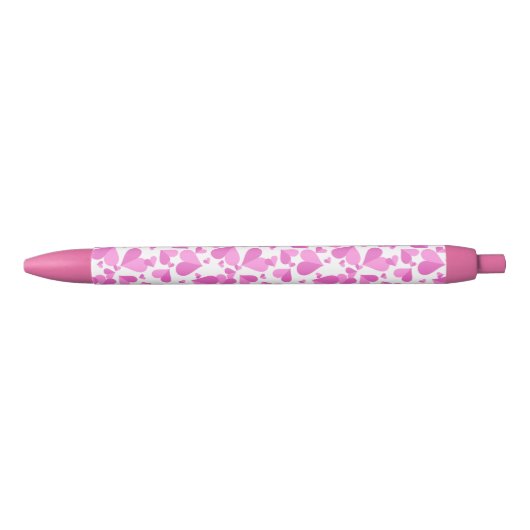 Stylo Noir Coeurs Confetti rose (Devant)