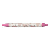 Stylo Noir Cœurs d'amour de crème rosée (Devant)