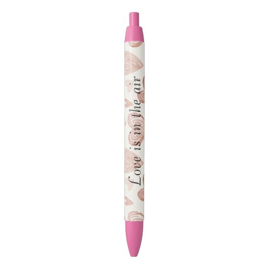 Stylo Noir Cœurs d'amour de crème rosée (devant Vertical)