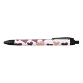 Stylo Noir Coeurs d'aquarelle de la Saint-Valentin - rose fon (Haut)