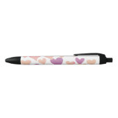 Stylo Noir Coeurs d'aquarelle de la Saint-Valentin - rose pas (Haut)