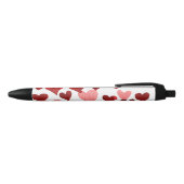 Stylo Noir Coeurs d'aquarelle de la Saint-Valentin - rouge (Haut)