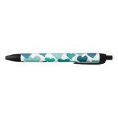Stylo Noir Coeurs d'aquarelle de la Saint-Valentin - turquois (Bas)