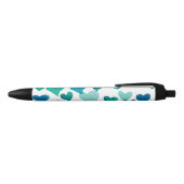 Stylo Noir Coeurs d'aquarelle de la Saint-Valentin - turquois (Haut)