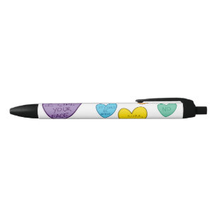 Stylo Noir Coeurs de bonbons