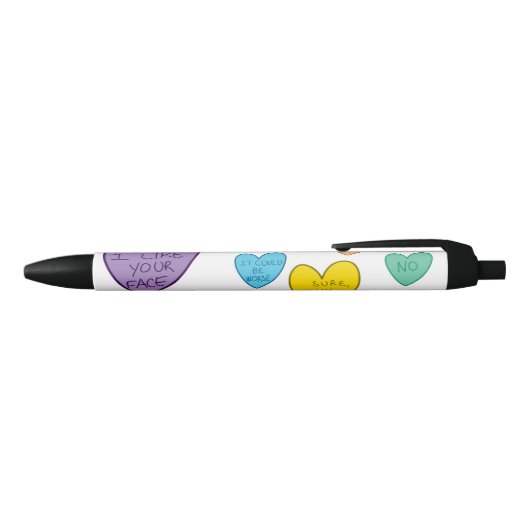 Stylo Noir Coeurs de bonbons (Haut)