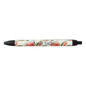 Stylo Noir Cœurs de pastèque rouge vert (Devant)