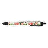Stylo Noir Cœurs de pastèque rouge vert (Bas)