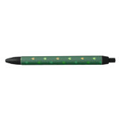 Stylo Noir Coeurs de Polka sur vert de forêt (Devant)