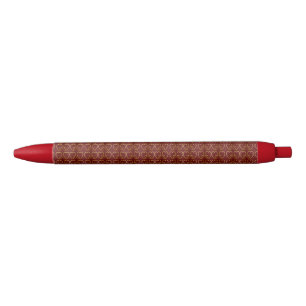 Stylo Noir Coeurs d'or sur marron