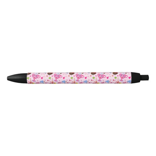 Stylo Noir Cœurs doux célébrant partout (Devant)