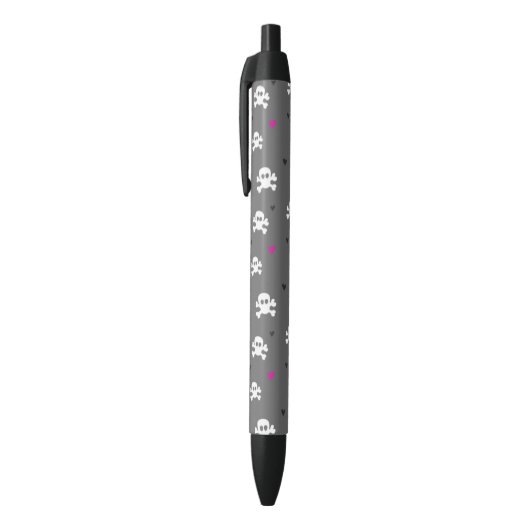 Stylo Noir Coeurs et crânes mignons (Haut (Vertical))