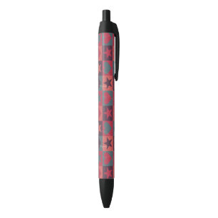 Stylo Noir Coeurs et rose de profil sous convention