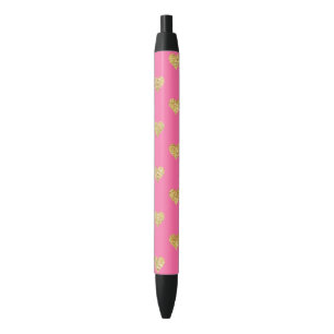 Stylo Noir Coeurs parties scintillant or