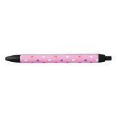 Stylo Noir Coeurs polka rose (Devant)