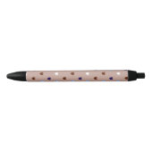 Stylo Noir Coeurs Polka sur brun pâle (Devant)