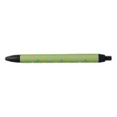 Stylo Noir Coeurs Polka sur vert vert (Devant)