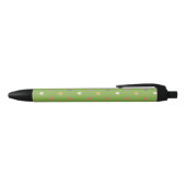 Stylo Noir Coeurs Polka sur vert vert (Haut)