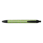 Stylo Noir Coeurs Polka sur vert vert (Dos)