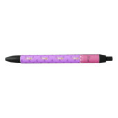 Stylo Noir Coeurs pourpres en pastel personnalisés (Devant)
