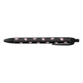 Stylo Noir Coeurs rose3D sur noir (Bas)