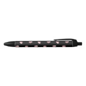 Stylo Noir Coeurs rose3D sur noir (Haut)