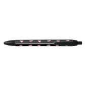 Stylo Noir Coeurs rose3D sur noir (Dos)