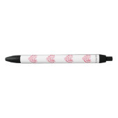 Stylo Noir Coeurs Rouge Et Rose (Devant)