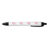 Stylo Noir Coeurs Rouge Et Rose (Bas)