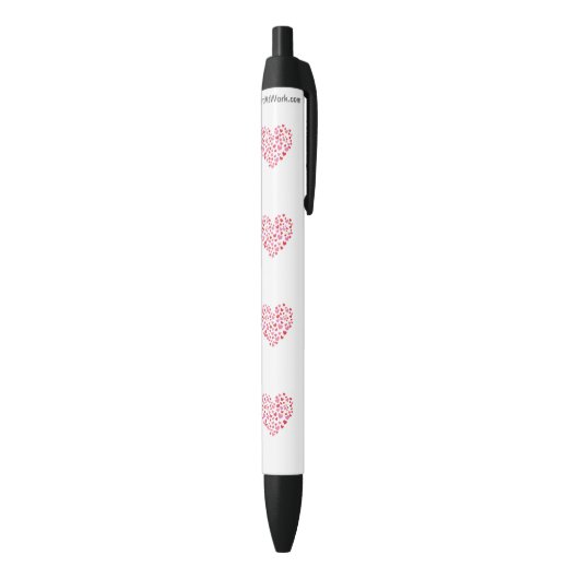 Stylo Noir Coeurs Rouge Et Rose (Bas (Vertical))