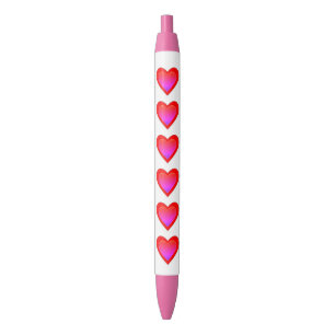 Stylo Noir Coeurs Rouge rose Valentines Jour 4Lyn