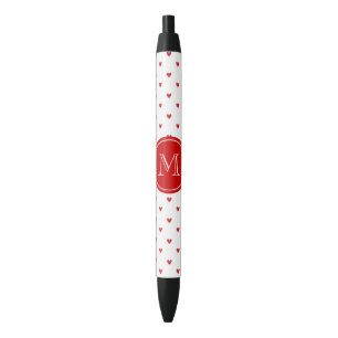Stylo Noir Coeurs rouges de parties scintillantes avec le