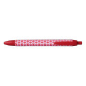 Stylo Noir ❤️ Coeurs rouges mignons rose (Dos)