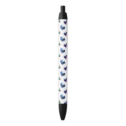 Stylo Noir Coeurs spatiaux (devant Vertical)