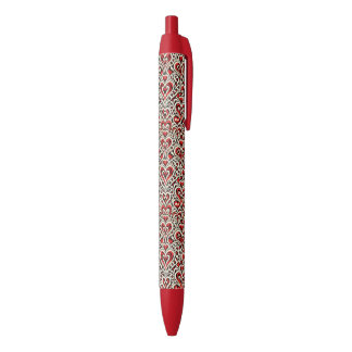Stylo Noir Cœurs Sucrés Rouges
