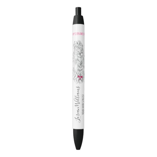 Stylo Noir Coiffure moderne Noir Blanc Vave Cheveux Rose Bow (devant Vertical)