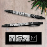 Stylo Noir Collage photo tendance noir et blanc avec Monogram<br><div class="desc">Utilisez 3 photos carrés pour créer un cadeau unique et personnel. Ou vous pouvez garder le chiot hipster et faire un gardien branché. Si vous avez besoin d'ajuster les images,  cliquez sur l'outil personnaliser pour apporter des modifications.</div>