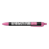 Stylo Noir Collage photo tendance noir et rose avec Monogramm (Bas)