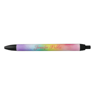 Stylo Noir Coloré Personnalisé Nom Script Élégant Modèle