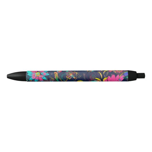 Stylo Noir Colorful botanical pattern (Devant)