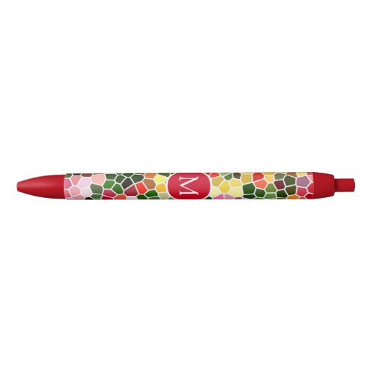 Stylo Noir Colorful Mosaic Pattern Monogrammed (Devant)