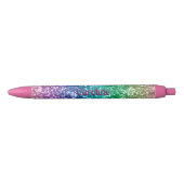 Stylo Noir Colorful Rainbow Glitter Custom Name (Devant)