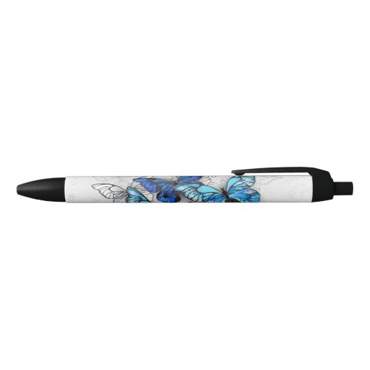 Stylo Noir Composition des papillons blancs et bleus (Haut)