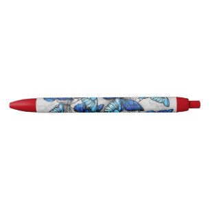 Stylo Noir Composition des White and Blue Butterflies
