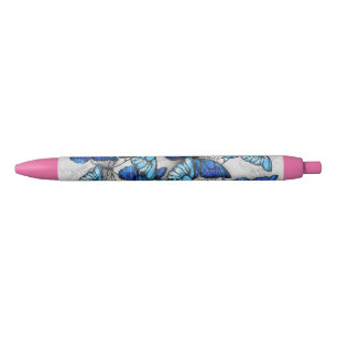 Stylo Noir Composition des White and Blue Butterflies