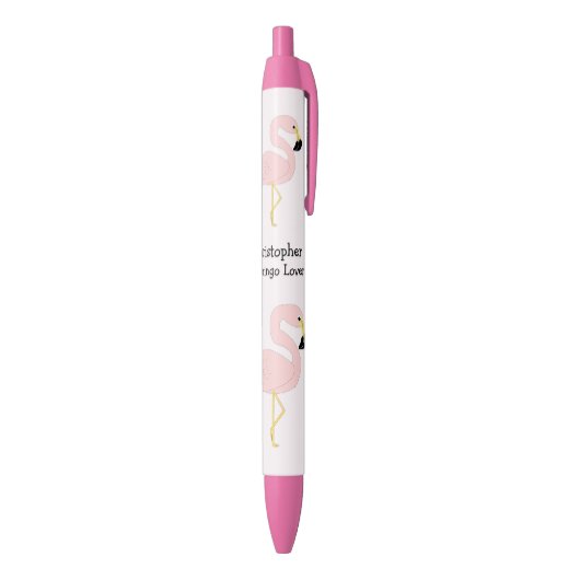 Stylo Noir Conception de Flamant rose personnalisée (Bas (Vertical))