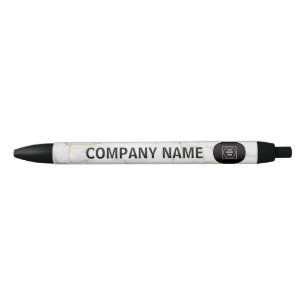 Stylo Noir Conception de logo d'entreprise en marbre blanc mo