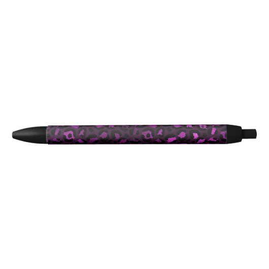 Stylo Noir Conception de série Leopard violet et or 5 (Devant)